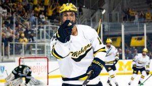 University of Michigan forward Michael Hage. (Michigan Photography)
