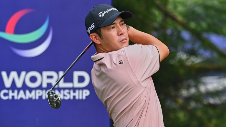 Keita Nakajima of Japan plays a shot on the 3rd green during the DP World Tour Championship golf tournament in New Delhi, India, Saturday Oct.18, 2025. (Dharam Diwakar/AP)
