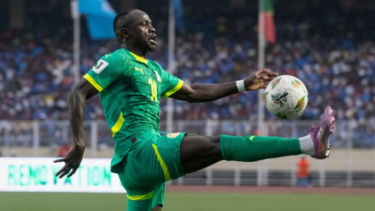 Senegal's Sadio Mane controls the ball during a World Cup 2026 group B qualifying soccer match between DR Congo and Senegal at the Martyrs' Stadium in Kinshasa, Democratic Republic of Congo, Tuesday, Sept. 9, 2025. (Samy Ntumba Shambuyi/AP)
