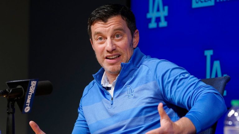 Los Angeles Dodgers president of baseball operations Andrew Friedman speaks during a baseball news conference Tuesday, Oct. 18, 2022, in Los Angeles. (Mark J. Terrill/AP Photo)