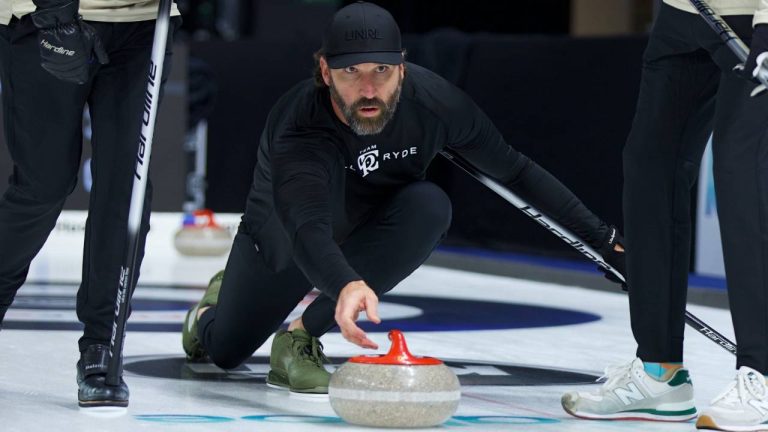 USA’s Team Jared Allen sliding out while making his GSOC debut against Scotland’s Team Ross Whyte at the KIOTI GSOC Tahoe event on Tuesday Nov. 4, 2025, in Stateline, Nev. (Anil Mungal/TCG)