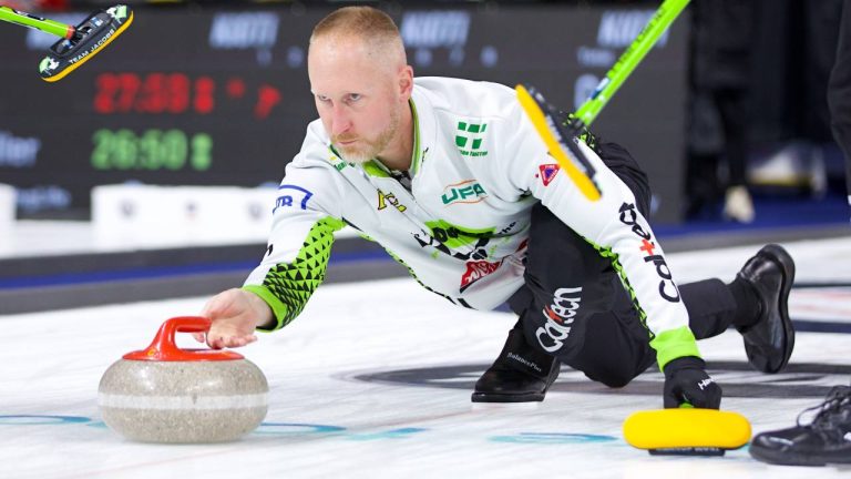 Brad Jacobs slides out in the first end while taking on Germany’s Team Marc Muskatewitz at the KIOTI GSOC Tahoe event on Friday Nov. 7, 2025, in Stateline, Nev. (Anil Mungal/TCG)