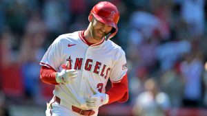 Los Angeles Angels' Taylor Ward rounds the bases after hitting a walk-off, three-run home run, during the ninth inning of a baseball game against the Chicago White Sox, Sunday, Aug. 3, 2025, in Anaheim, Calif. (Jayne Kamin-Oncea/AP)