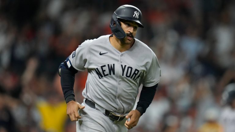 New York Yankees' Trent Grisham runs the bases after hitting a home run against Houston Astros relief pitcher Kaleb Ort during the eighth inning of a game Thursday, Sept. 4, 2025, in Houston. (Karen Warren/AP)