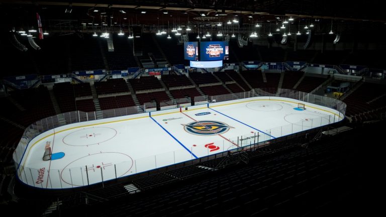 during the opening day of the PWHL team's training camp, in Vancouver, on Monday, Nov. 10, 2025. THE CANADIAN PRESS/Ethan Cairns