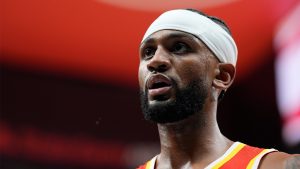Atlanta Hawks guard Nickeil Alexander-Walker during a game against the Toronto Raptors at home in October 2025. (Photo by Mike Stewart/AP)