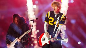 MGK performs during the half-time show of the CFL 112th Grey Cup, in Winnipeg on Sunday, Nov. 16, 2025. (Frank Gunn/CP)