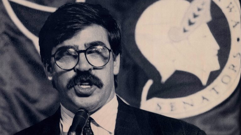 Ottawa Senators general manager Mel Bridgman makes his selection in the expansion draft at the NHL meetings in Montreal on Thursday, June 18, 1992. (Ryan Remiorz/CP)