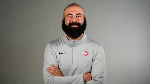 Atlanta Hawks general manager Onsi Saleh poses for a photo during the Atlanta Hawks media day, Monday, Sept. 29, 2025, in Atlanta. (Mike Stewart/AP)