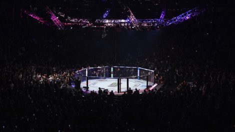 An-empty-UFC-Octagon-in-between-fights-during-a-mixed-martial-arts-event