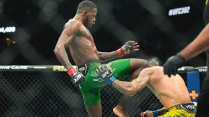 Jamaica's Randy Brown, left, knees an opponent during the third round of a UFC welterweight bout. (Frank Franklin II/AP)