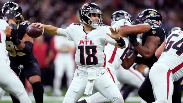 Atlanta Falcons quarterback Kirk Cousins drops back to pass against the New Orleans Saints in the first half of an NFL football game, Sunday, Nov. 23, 2025, in New Orleans. (Gerald Herbert/AP)