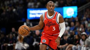 Los Angeles Clippers guard Chris Paul drives to the basket during the first half of an NBA game against the Orlando Magic, Thursday, Nov. 20, 2025, in Orlando, Fla. (Phelan M. Ebenhack/AP)