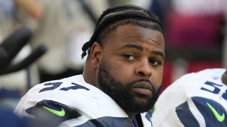 Seattle Seahawks defensive tackle Johnathan Hankins (97) warms up before an NFL football game against the Arizona Cardinals, Sunday, Dec. 8, 2024, in Glendale, Ariz. (Rick Scuteri/AP)