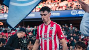 Atletico Ottawa player Samuel Salter walks onto the pitch in a Canadian Premier League Match. (Philippe Lariviere/Canadian Premier League)