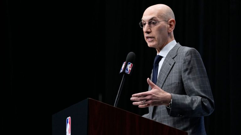 NBA Commissioner Adam Silver speaks during a press conference at the NBA basketball All-Star Saturday night festivities Saturday, Feb. 15, 2025, in San Francisco. (Godofredo A. Vásquez/AP)