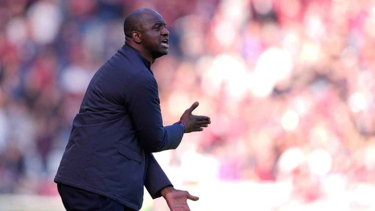 Genoa's head coach Patrick Vieira gestures during the Serie A soccer match between Torino FC and Genoa. (Fabio Ferrari/AP)