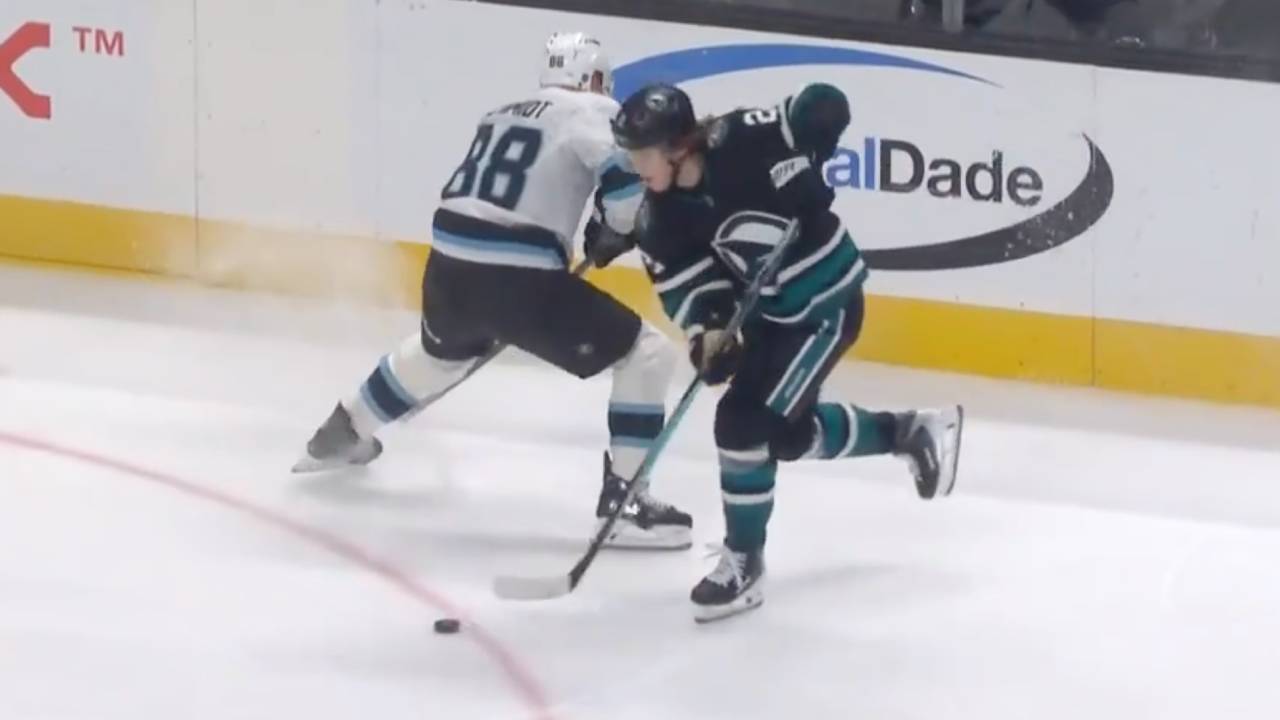 Sharks’ Smith dangles through Mammoth’s defence for highlight-reel goal