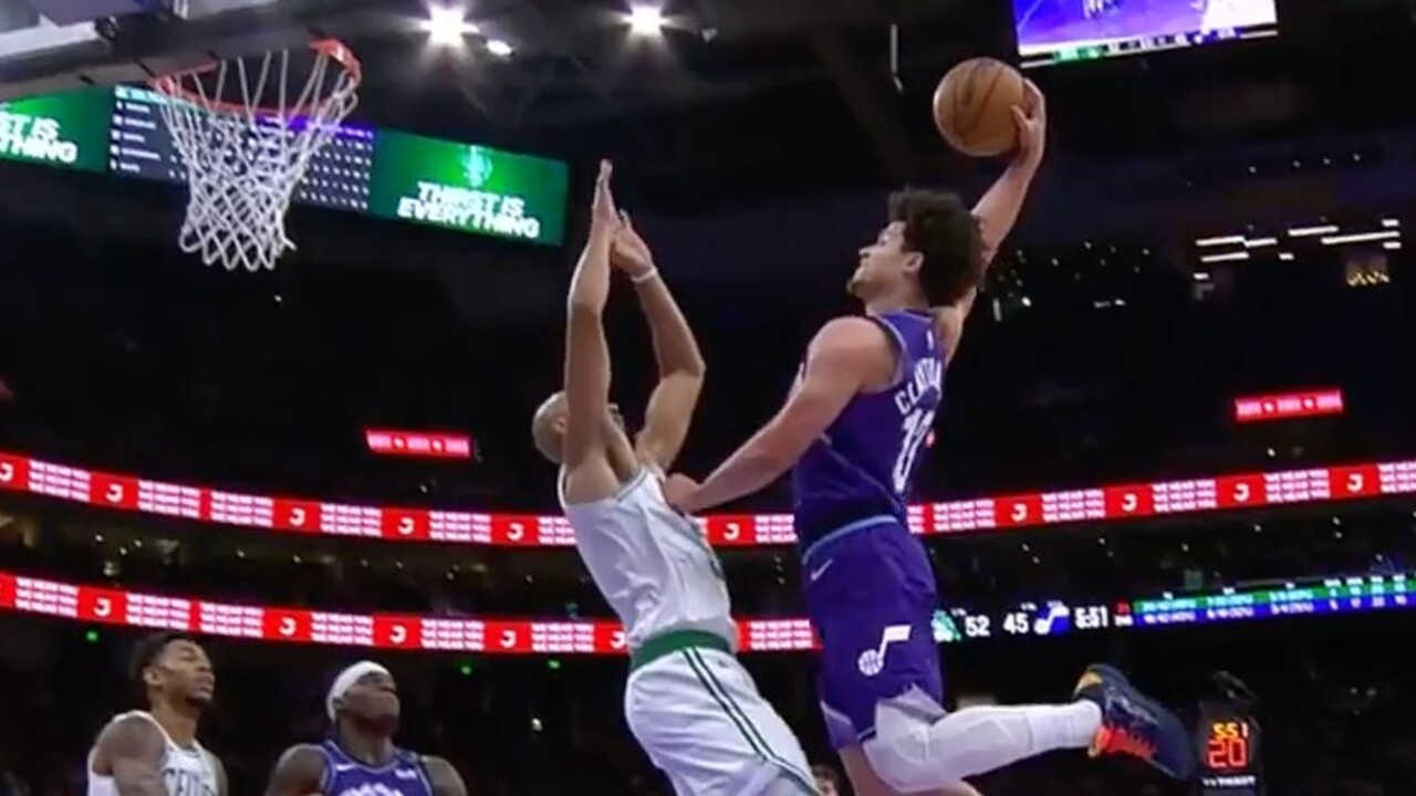 Jazz’s Clayton rises up to throw down vicious slam over Celtics’ White