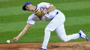 New York Mets pitcher Tyler Rogers delivers during the ninth inning of the Little League Classic baseball game against the Seattle Mariners at Bowman Field in Williamsport, Pa., Sunday, Aug. 17, 2025. (Gene J. Puskar/AP)