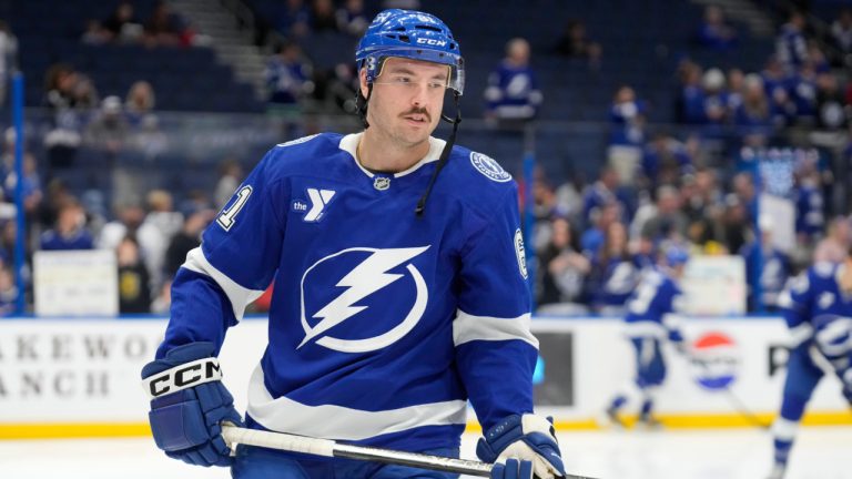 Tampa Bay Lightning left wing Boris Katchouk before an NHL game against the Vancouver Canucks Sunday, Nov. 16, 2025, in Tampa, Fla. (Chris O'Meara/AP)