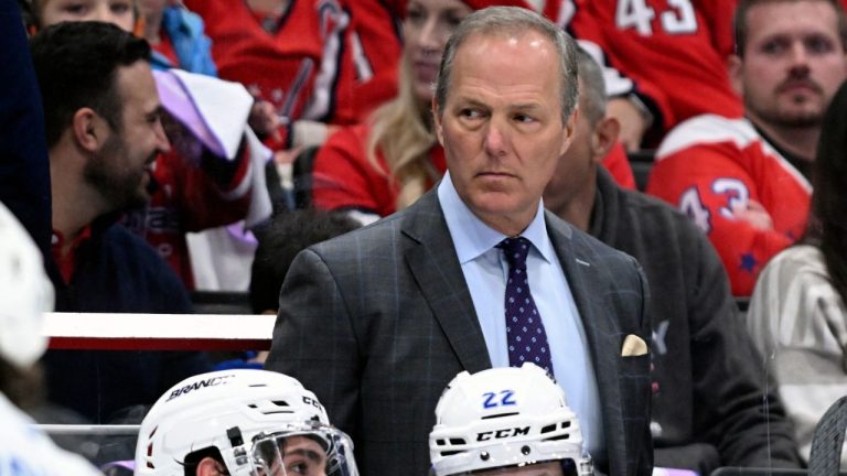 Tampa Bay Lightning head coach Jon Cooper watches the action from the bench during the second period of an NHL hockey game against the Washington Capitals Saturday, Nov. 22, 2025, in Washington. (John McDonnell/AP)