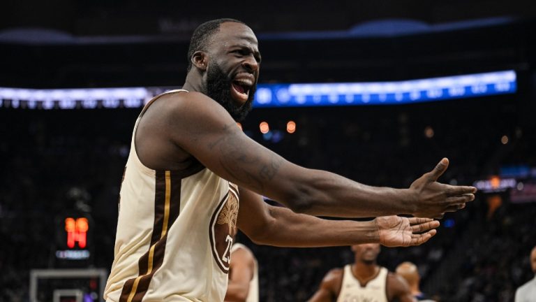 Golden State Warriors forward Draymond Green yells at the referee during the first half of an NBA basketball game against the Orlando Magic, Monday, Dec. 22, 2025, in San Francisco (Justine Willard/AP)