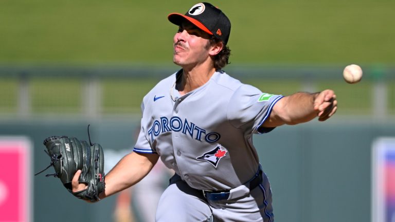 Toronto Blue Jays prospect Kai Peterson throws a pitch in the Arizona Fall League. (Courtesy: Toronto Blue Jays)