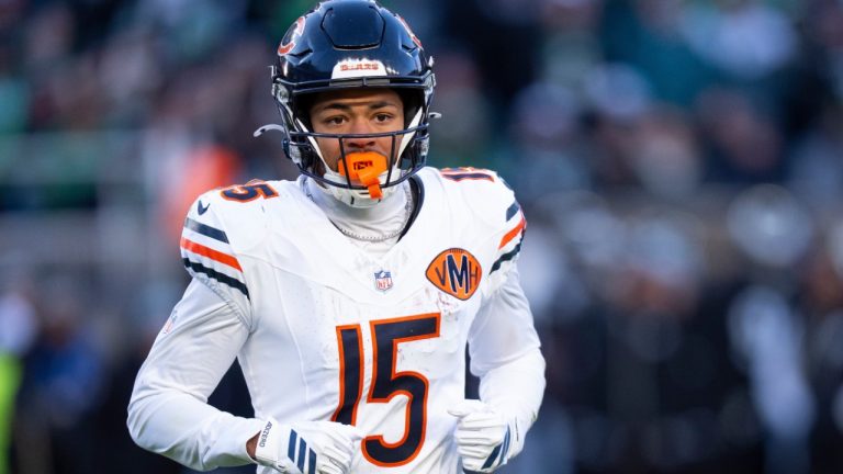 Chicago Bears wide receiver Rome Odunze in action during an NFL game against the Philadelphia Eagles, Friday, Nov. 28, 2025, in Philadelphia. (AP/Chris Szagola)
