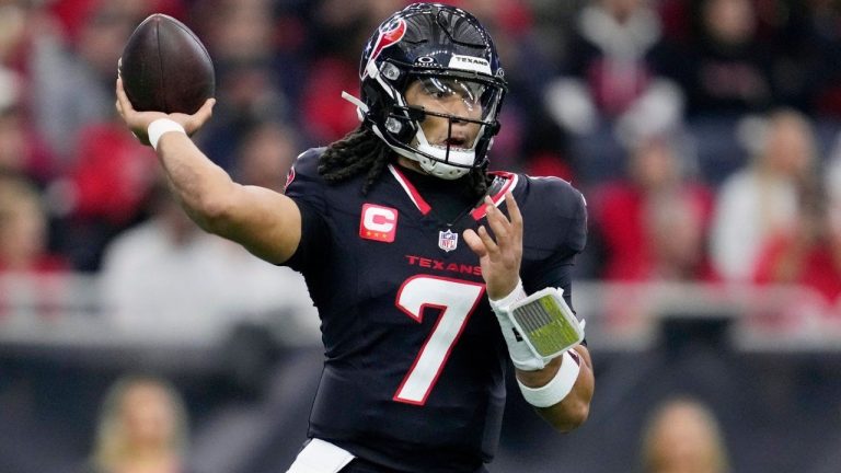 Houston Texans quarterback C.J. Stroud throws against the Arizona Cardinals during the first half of an NFL game Sunday, Dec. 14, 2025, in Houston. (AP/Ashley Landis)