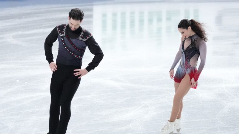 Deanna Stellato-Dudek and Maxime Deschamps, of Canada, compete in the pairs' short program segment at the ISU Grand Prix of Figure Skating Final in Nagoya, central Japan, Wednesday, Dec. 4, 2025. (Hiro Komae/AP)