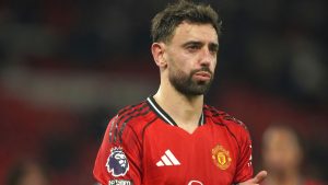 Manchester United's Bruno Fernandes walks on the pitch at the end of the English Premier League soccer match between Manchester United and West Ham United in Manchester, England, Thursday, Dec. 4, 2025. (Ian Hodgson/AP)