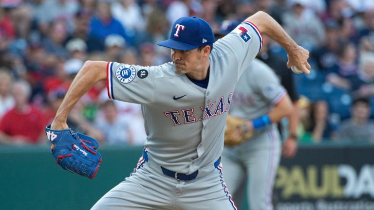 Texas Rangers relief pitcher Hoby Milner delivers against the Cleveland Guardians during the sixth inning of a baseball game, Sunday, Sept. 28, 2025, in Cleveland. (Phil Long/AP)
