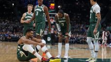 Bucks lose Antetokounmpo to injury early but get win over Pistons