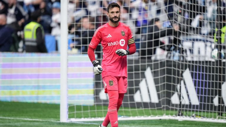 Los Angeles FC goalkeeper Hugo Lloris walks off the field after the Vancouver Whitecaps defeated Los Angeles during penalty kicks in the MLS Western Conference semifinal playoff soccer match, in Vancouver, on Saturday, November 22, 2025. (Darryl Dyck/THE CANADIAN PRESS)