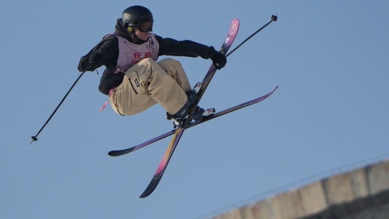 Naomi Urness, of Canada competes in the women's freeski big air final during the FIS Snowboard & Freeski World Cup 2025 at the Shougang Park, in Beijing, Saturday, Dec. 6, 2025. (AP Photo/Andy Wong)