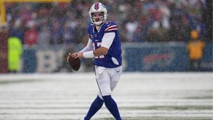 Buffalo Bills quarterback Josh Allen looks to pass during the first half of a game against the Cincinnati Bengals, Sunday, Dec. 7, 2025, in Orchard Park, N.Y. (AP Photo/Gene J. Puskar)