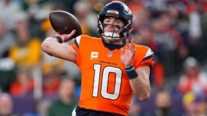 Denver Broncos' Bo Nix throws during the second half of an NFL football game against the Green Bay Packers Sunday, Dec. 14, 2025, in Denver. (Jack Dempsey/AP)