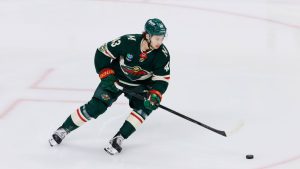 Minnesota Wild defenseman Quinn Hughes warms up before an NHL hockey game against the Boston Bruins, Sunday, Dec. 14, 2025, in St. Paul, Minn. (Bailey Hillesheim/AP)