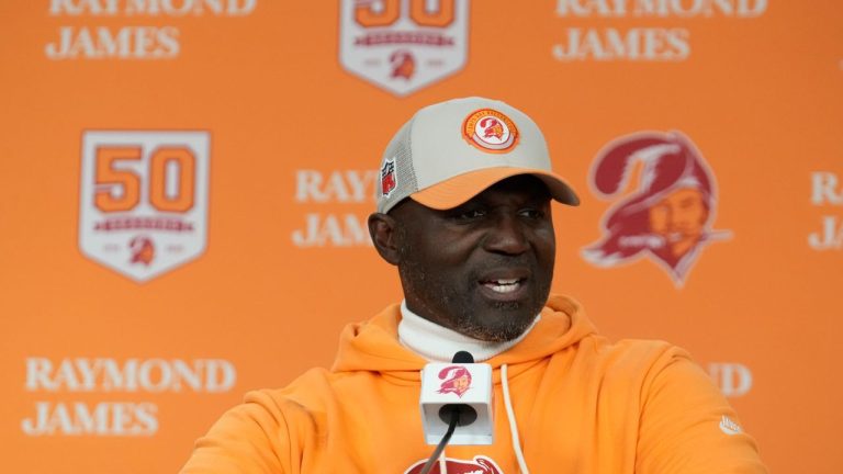Tampa Bay Buccaneers head coach Todd Bowles speaks after an NFL football game against the Atlanta Falcons, Thursday, Dec. 11, 2025, in Tampa, Fla. (Chris O'Meara/AP)