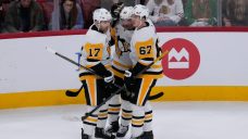 Brazeau has hat trick, Rust scores twice as Penguins rout Blackhawks