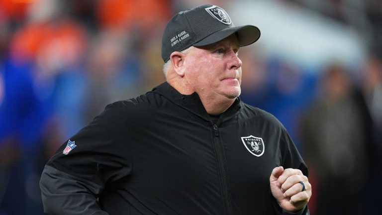 Las Vegas Raiders offensive coordinator Chip Kelly before an NFL football game Thursday, Nov. 6, 2025, in Denver. (David Zalubowski/AP)