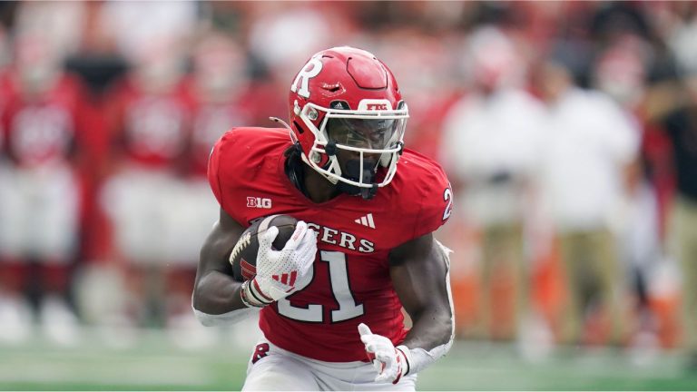 Rutgers running back Antwan Raymond (21) during a football game against Akron on Saturday, Sept. 7, 2024 in Piscataway, N.J. Rutgers defeated Akron 49-17. (Vera Nieuwenhuis/AP)