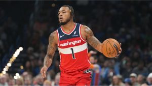 Washington Wizards forward Cam Whitmore pushes down the court during the first half of an NBA basketball game against the Oklahoma City Thunder, Thursday, Oct. 30, 2025, in Oklahoma City. (Kyle Phillips/AP)