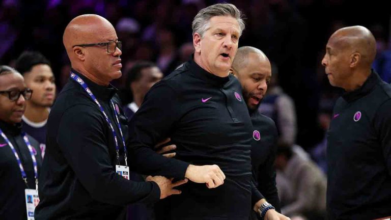 Minnesota Timberwolves head coach Chris Finch reacts after being ejected from during the first half of an NBA basketball game against the Oklahoma City Thunder, Friday, Dec. 19, 2025, in Minneapolis. (Matt Krohn/AP)