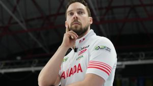 Canada's Brett Gallant is pictured during his country's match against Czechia at the World Men's Curling Championship in Moose Jaw, Sask. on Wednesday, April 2, 2025. (Chris Young/THE CANADIAN PRESS)