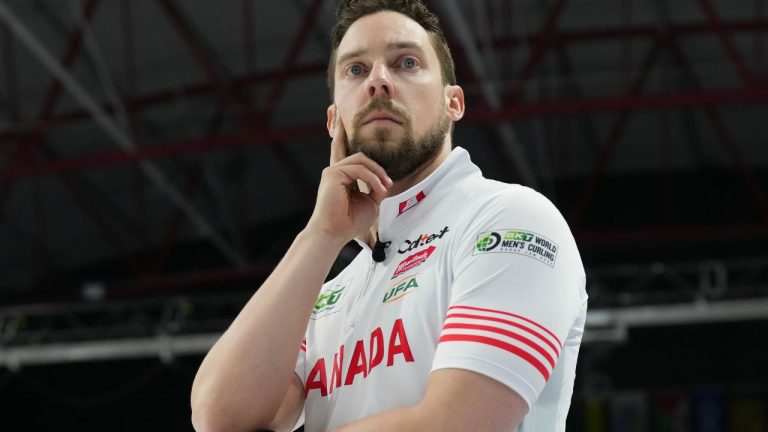 Canada's Brett Gallant is pictured during his country's match against Czechia at the World Men's Curling Championship in Moose Jaw, Sask. on Wednesday, April 2, 2025. (Chris Young/THE CANADIAN PRESS)