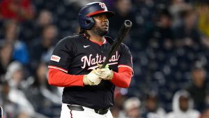 Washington Nationals' Josh Bell in action during the second baseball game of a doubleheader against the Atlanta Braves. (Nick Wass/AP)