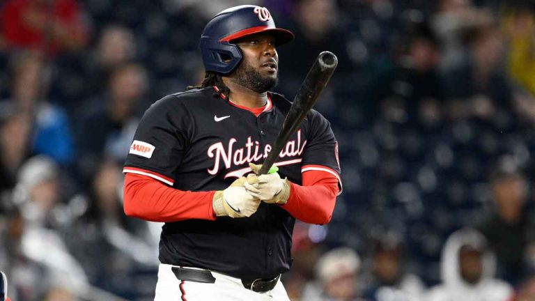 Washington Nationals' Josh Bell in action during the second baseball game of a doubleheader against the Atlanta Braves. (Nick Wass/AP)