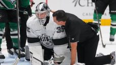 Kings’ Kuemper injured after controversial collision with Stars’ Rantanen